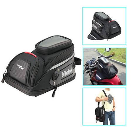 Engros lille tanktaske med magnet og lomme til smartphone. - Lille motorcykeltanktaske med magnet og lomme til smartphone, udvidelig.